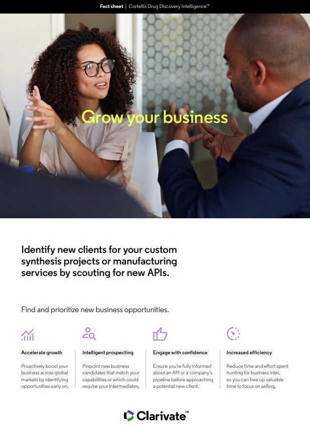Cortellis Drug Discovery Intelligence for fine chem and custom synthesis companies