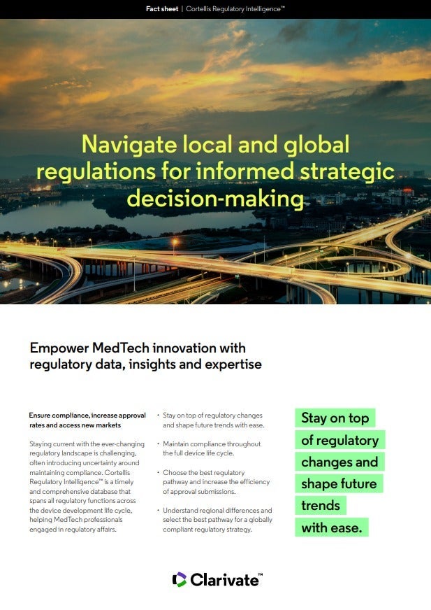 Cortellis Regulatory Intelligence for Medtech Fact sheet