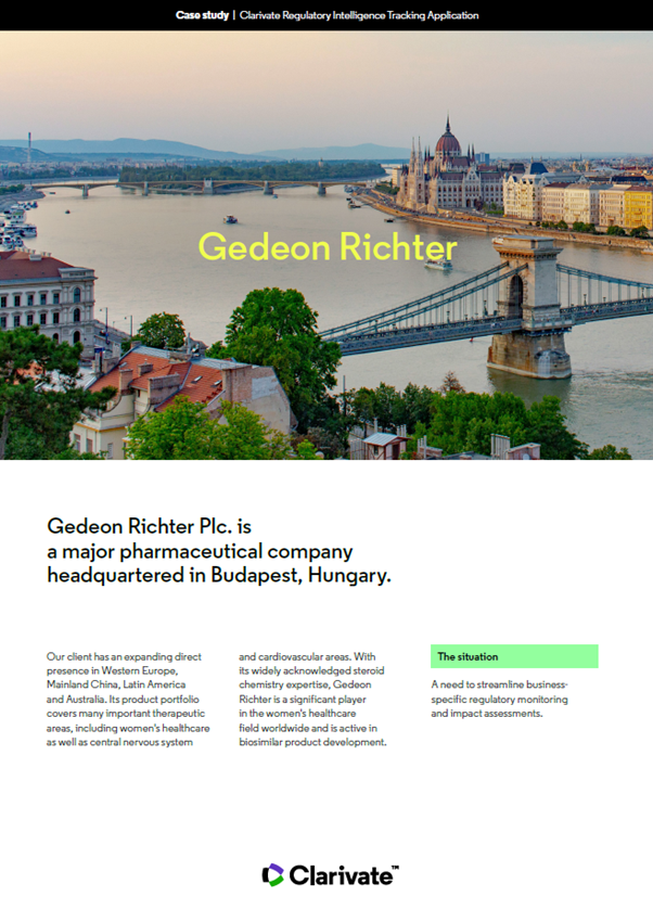 Regulatory intelligence tracking application: Gedeon Richter