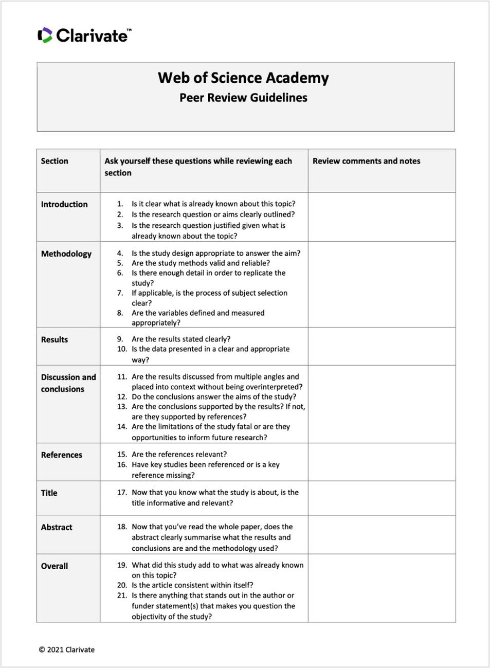 peer review checklist for research paper