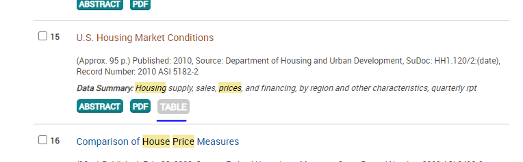 Table flag in search results next to Abstract and PDF flags