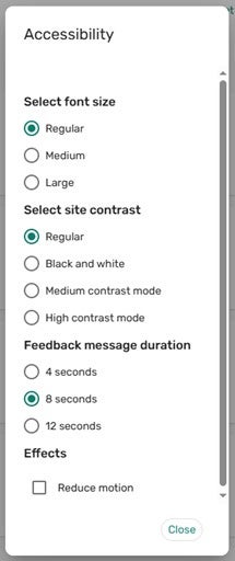 Accessibility menu